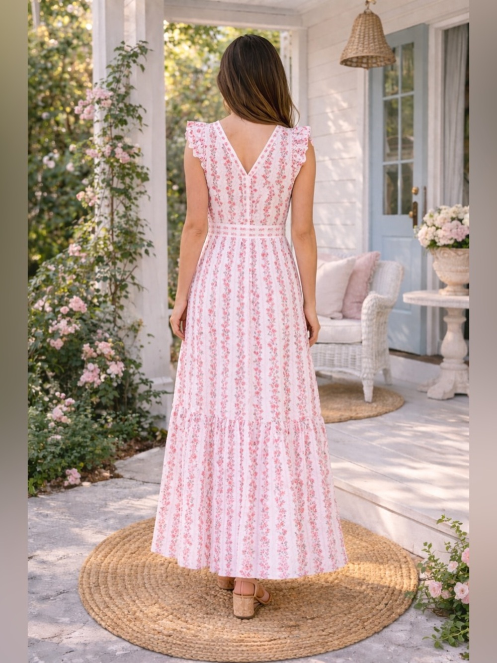 New! Gal Meets Glam Rosie Floral Flutter Sleeve Maxi Dress 🌹 size 6 - Picture 4 of 16
